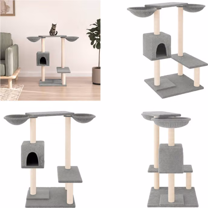 vidaXL Tiragraffi con tiragraffi grigio chiaro 82 cm - Tiragraffi - Alberi tiragraffi - Torre per gatti - Mobili per gatti
