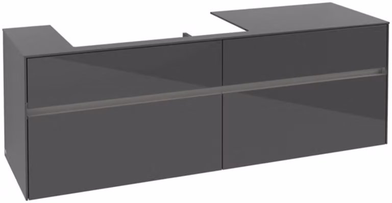 Villeroy & Boch Collaro Meuble sous-lavabo, 4 tiroirs, suspendu, vasque à gauche, avec éclairage, 1600x548x500mm, C026B0FP, C026B0FP
