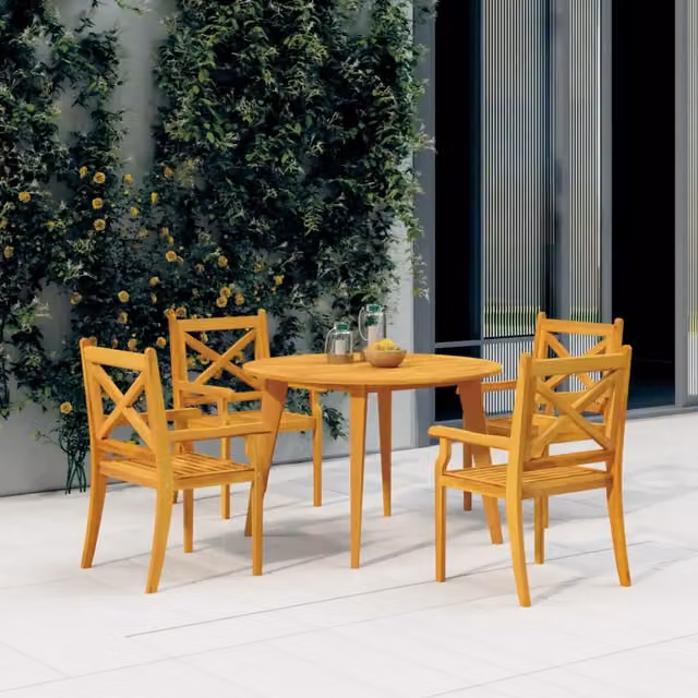 Tavolo da giardino rotondo vidaXL in legno di acacia oliato marrone Ø 110 x H 75 cm