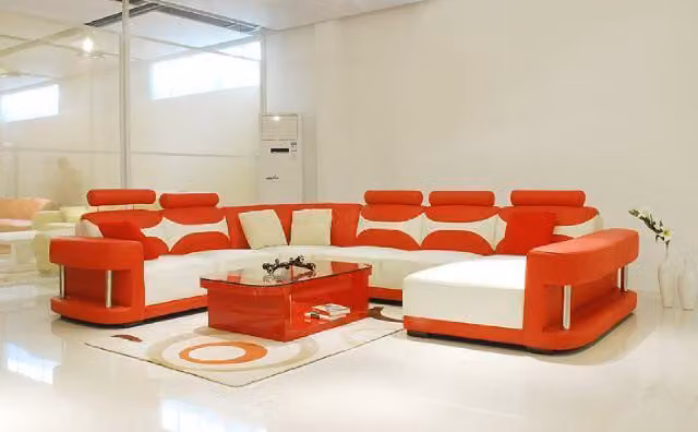 Ledersofa Polster Sitz Couch Garnitur Ecksofa Sofa Couch Wohnlandschaft mit USB