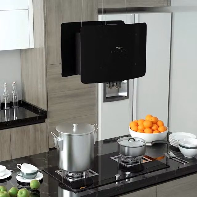 Cappa da Cucina ad Isola Sospesa LCD-Cappa a Isola Sensore in Vetro Temperato