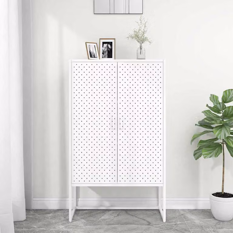 vidaXL Credenza Alta Moderna in Acciaio Bianco con Ante a Battente L: 80 cm, P: 35 cm, H: 135 cm