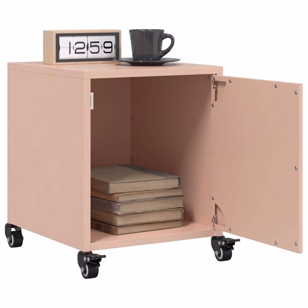 Set di 2 comodini vidaXL in metallo rosa, design moderno, L 36 cm x P 39 cm x H 43,5 cm