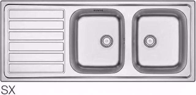 Lavello da incasso Iperbriko in acciaio inox color argento con gocciolatoio a sinistra L: 120 cm, P: 50 cm