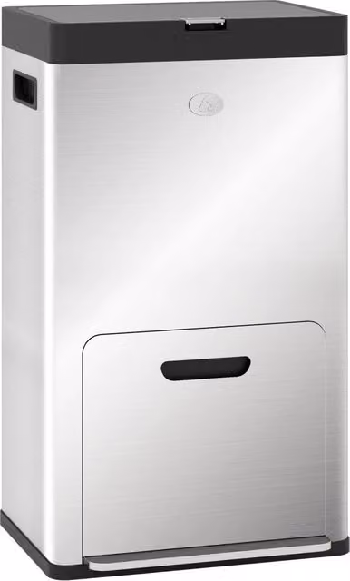 Pattumiera differenziata XYLO con 3 scomparti da 56L in acciaio inox argento L: 45.7 cm, P: 35.8 cm, H: 76 cm