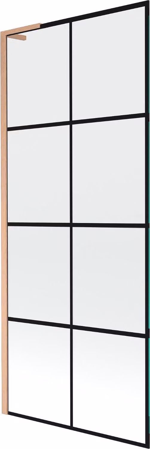 Mexen Next L parete doccia a 1 anta 80 x 150 cm, griglia nera, rame spazzolato - 895-080-000-03-77-65