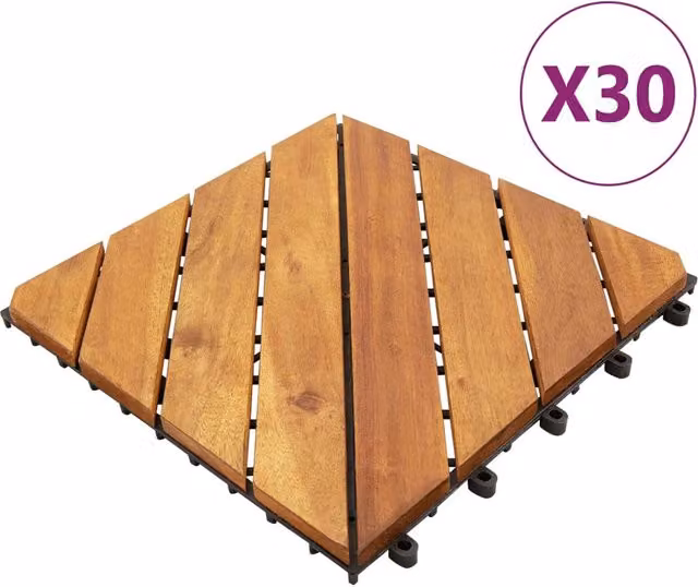Set di 30 piastrelle per decking in legno marrone DESIGN IN, L/P: 30 x 30 cm, CFW6471604