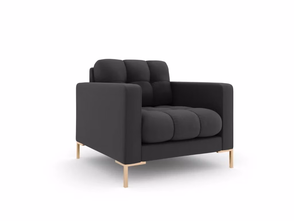 Poltrona Bali Cosmopolitan Design in tessuto strutturato grigio con struttura in metallo e braccioli – 2