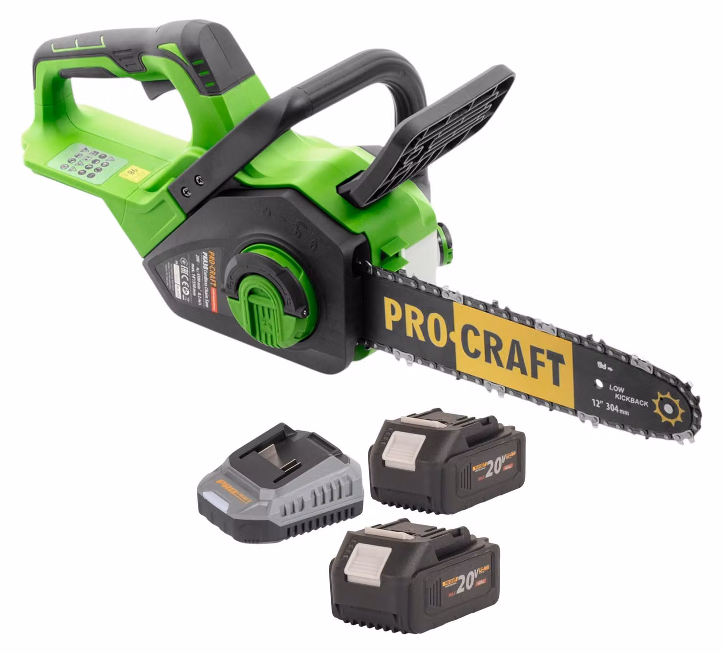 Motosega a batteria Procraft PKA38 20 V 304 mm Brushless + 2 batterie 4,0 Ah + caricabatterie