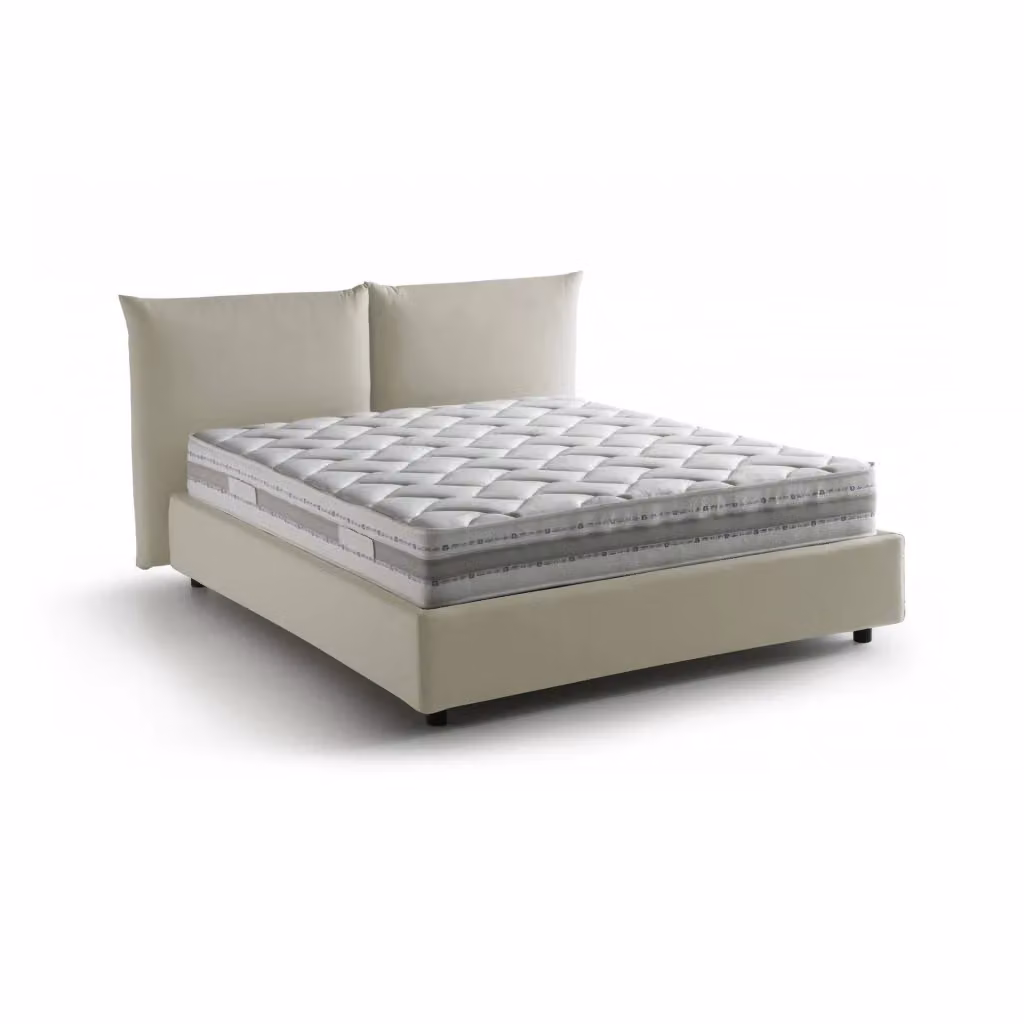 Letto Matrimoniale Arpino Talamo Italia con Materasso Incluso, Base con Contenitore a Alzata, Beige, 160x200 cm – 2