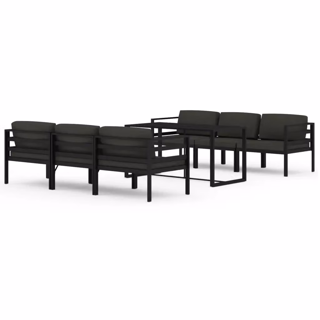 Set da giardino moderno vidaXL composto da 7 pezzi con divano a L, elementi angolari, tavolino da caffè e cuscini in alluminio antracite – 2