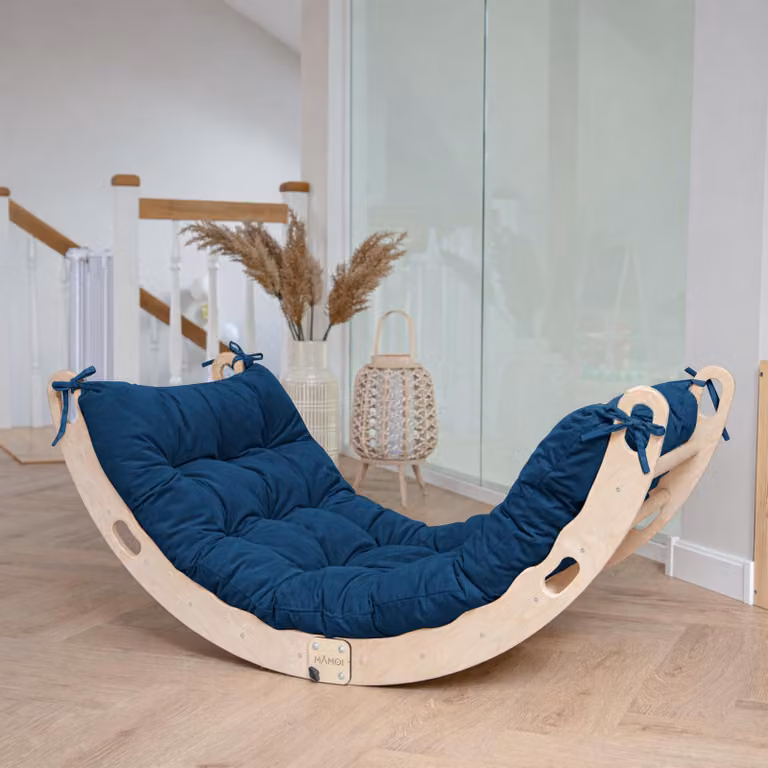 MAMOI® Arco da arrampicata con cuscini, cuscini per altalena arcobaleno, triangolo da arrampicata, arrampicata per bambini, arco in legno per bambini, parco giochi, struttura per arrampicata da interno