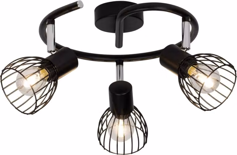 Lampada BRILLANTE Blacky spot a spirale 3flg nero | 3x D45, E14, 40W, adatto per lampade a goccia (non incluse) | Adatto per lampade LED