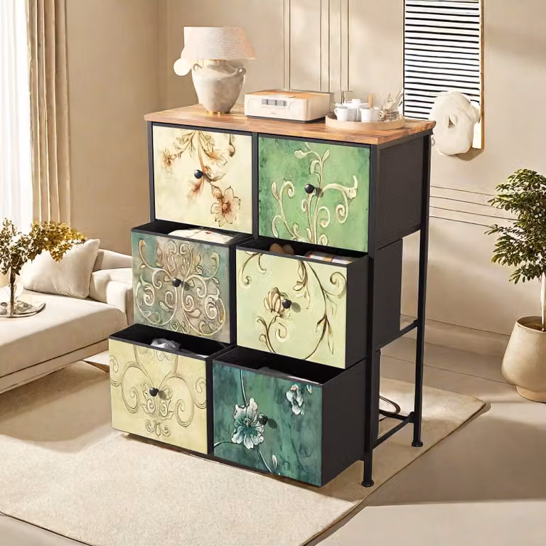 Cassettiera retrò ProximaX con 6 cassetti - Robusta struttura in acciaio, versatile per camere da letto, corridoi e molto altro ancora come cassettiera in tessuto e torre di stoccaggio