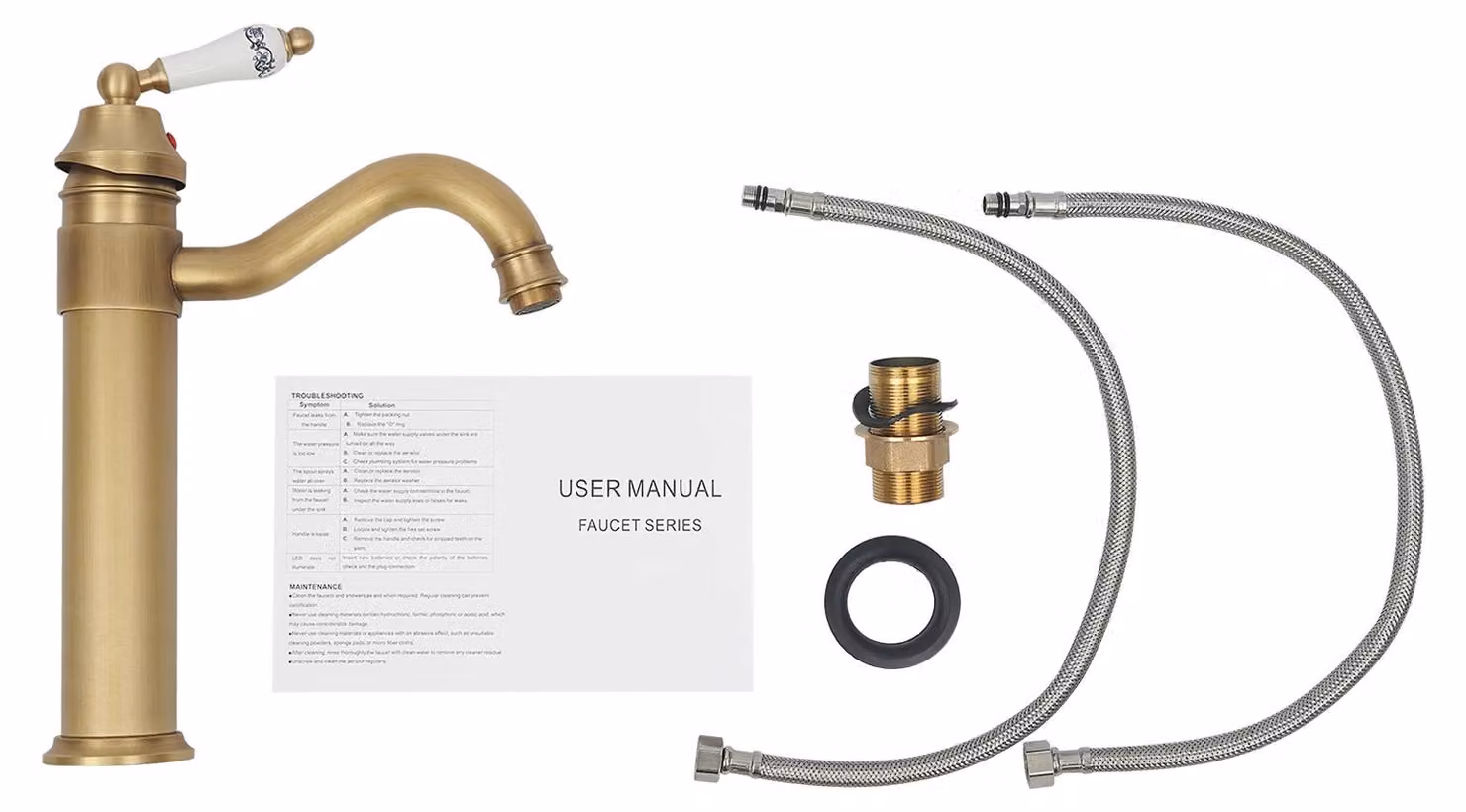 Miscelatore per lavabo – girevole a 360° – acqua calda e fredda – montaggio a incasso – cromato – cartuccia in ottone – 2 tubi di collegamento