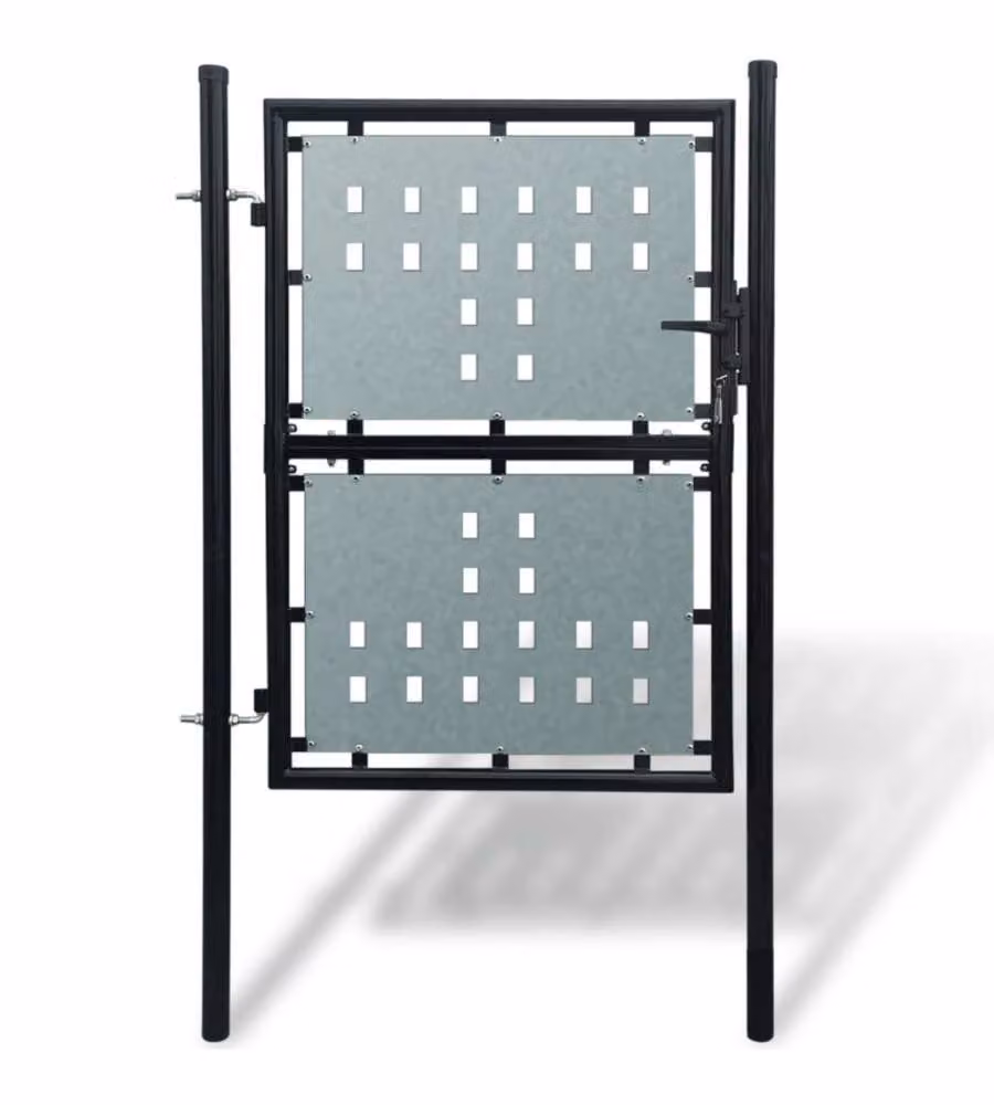 Cancello per Recinzione Singolo Nero 100 x 175 cm