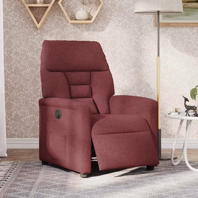 vidaXL Poltrona Elettrica Reclinabile Rosso Vino in Tessuto