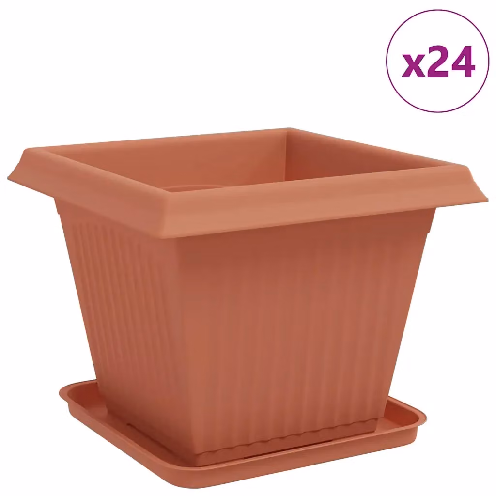 Set di 24 vasi per piante vidaXL in plastica, colore rosso, L 38 cm x P 30 cm x H 38 cm – 2
