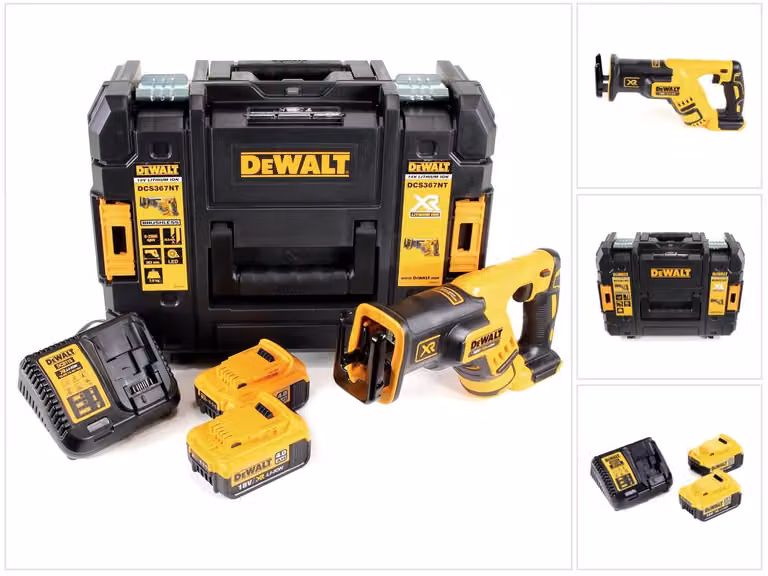 DeWalt DCS 367 M2 Sega universale a batteria 18V brushless in valigetta TSTAK + 2x Batterie 4,0 Ah + Caricabatterie DCB 115