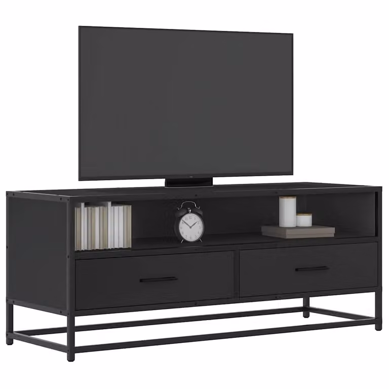 vidaXL Mobile Porta TV Nero in Metallo e MDF con Stile Industrial L 180 x P 30 x H 50 cm