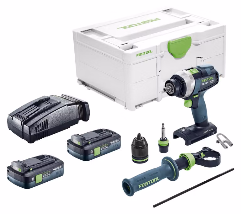 Trapano avvitatore a batteria Festool TDC 18/4-Basic 18 V 75 Nm Brushless + 2 batterie da 4,0 Ah + caricabatterie rapido + Systainer