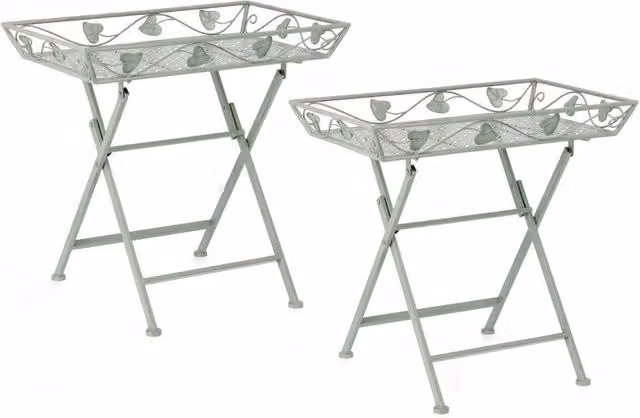 Set di 2 tavoli rettangolari Harriet GIORDANOSHOP in acciaio salvia L: 63 cm, P: 40 cm, H: 60 cm