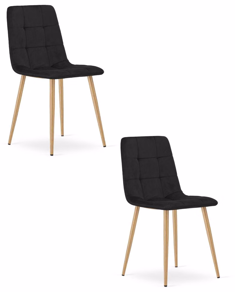 Set di 2 sedie Kara in velluto nero e gambe effetto legno