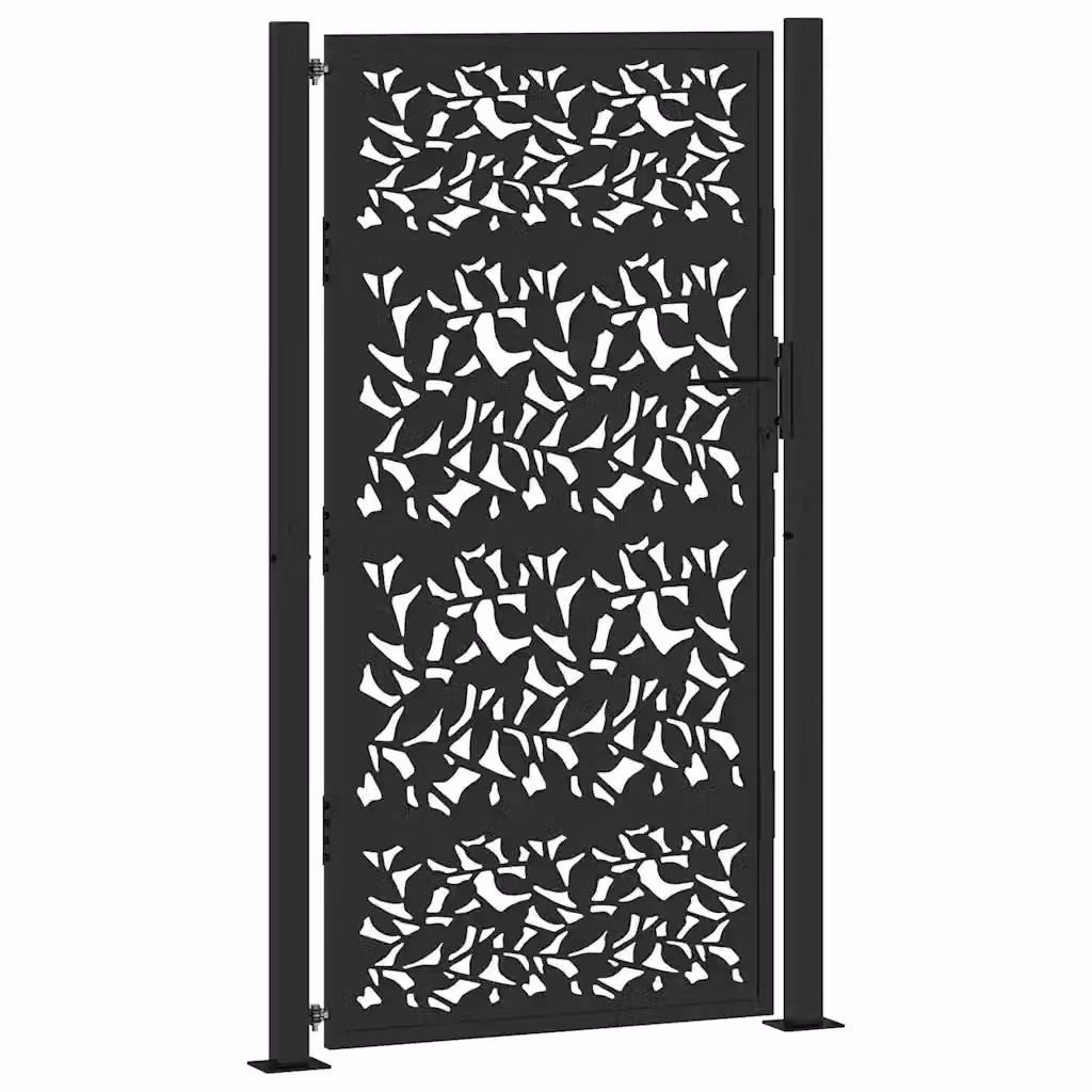 Cancello singolo da giardino vidaXL in acciaio nero con design a foglia L: 110 cm, H: 180 cm – 2