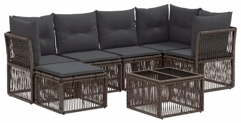 Set Divano da Giardino 7 pcs Grigio polyrattan