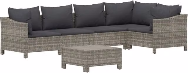 Set di mobili da giardino Outsunny in polyrattan grigio con cuscini imbottiti per 6 persone