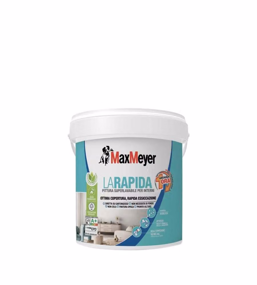 MaxMeyer Pittura superlavabile interna Bianco 4 L - Alta copertura e rapida essiccazione