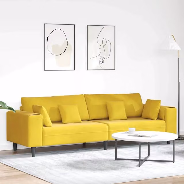 Divano con cuscino-Sofa con cuscino-Divanetto Giallo 250 x 77 x 76 cm Velluto