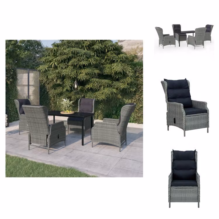 vidaXL Set da pranzo da giardino 5 pezzi grigio chiaro - Set di mobili da giardino