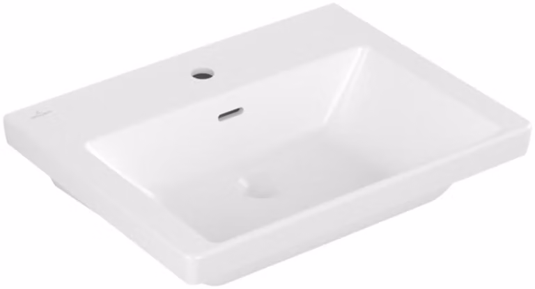 Vasque Villeroy & Boch Subway 3.0, 1 trou pour robinetterie, avec trop-plein, compatible avec robinetterie 3 trous, dessous poncé, 600x470mm, 4A706GRW, 4A706GRW