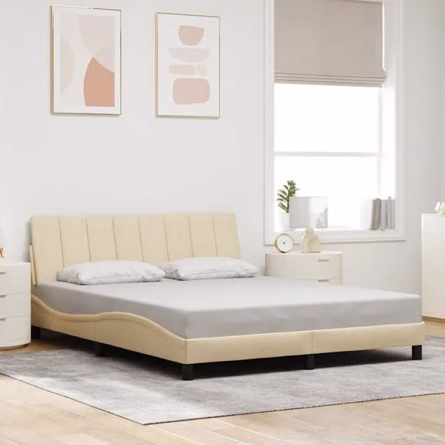 Giroletto senza Materasso-Struttura Letto Hanko Crema 160x200 cm in Tessuto 828944
