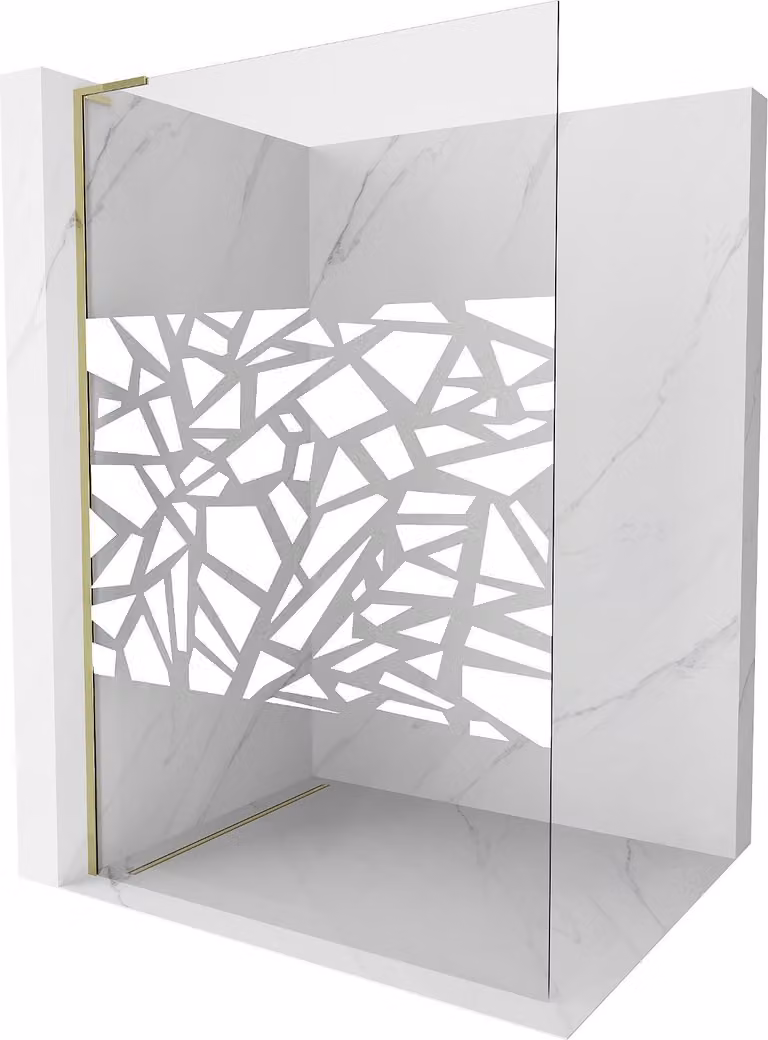 Mexen Kioto L parete doccia Walk-in 120 x 200 cm, motivo bianco, dorato - 800-120-103-50-85