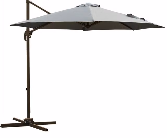 Ombrellone da giardino a braccio Outsunny con manovella e 8 stecche, angolazione regolabile, Grigio, Ø 2,95 m x H 2,50 m