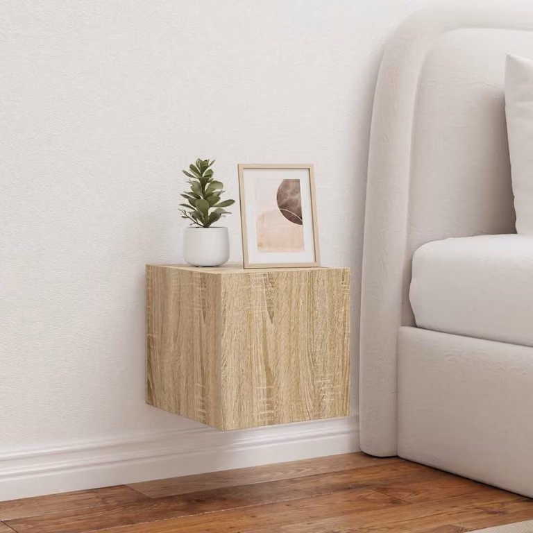 Set di 2 Mobili TV da Parete con Luci LED vidaXL in Rovere Sonoma, L 30,5 cm x P 35 cm x H 30 cm