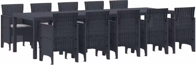 Set da pranzo per giardino e terrazza vidaXL in rattan antracite e grigio con tavolo rettangolare e 11 pezzi