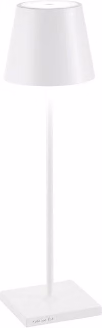 Lampada da tavolo LED Zafferano Poldina Pro Bianca ricaricabile e dimmerabile con tecnologia touch e protezione IP54