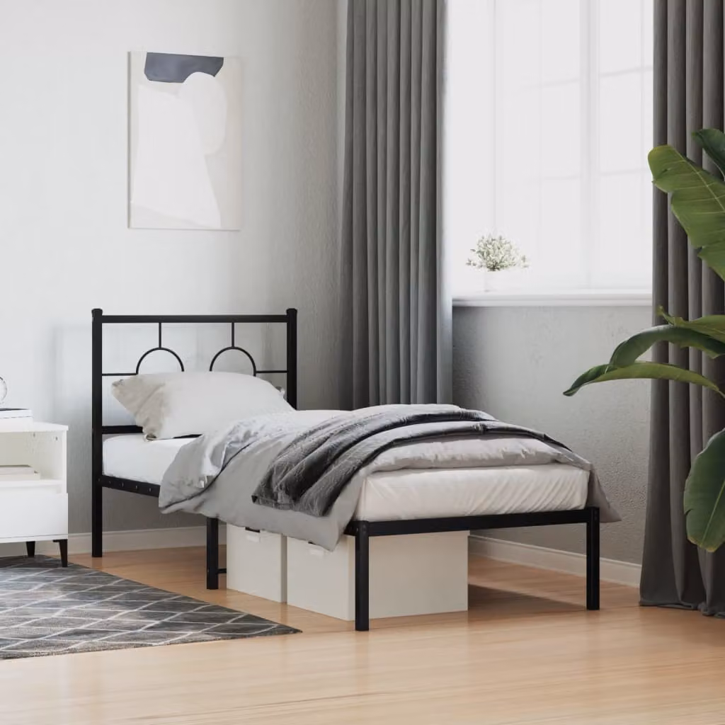 vidaXL Giroletto con Testiera in Metallo Nero L 80 cm x P 200 cm