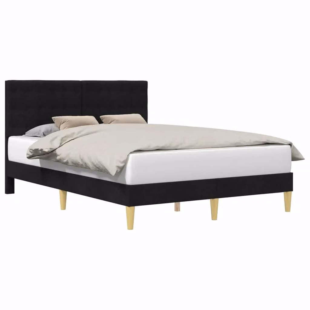 Struttura letto con testiera e giroletto DESIGN IN in tessuto nero L 140 cm x P 200 cm – 2