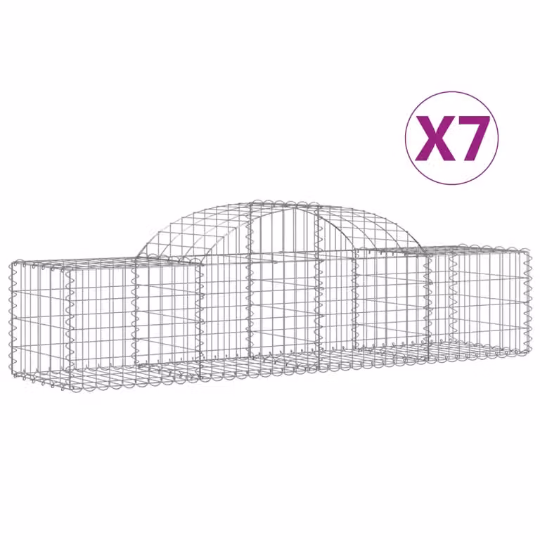 Cesti Gabbioni ad Arco 7 pz 200x50x40/60 cm Ferro Zincato