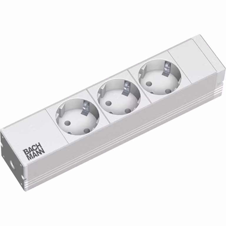 Bachmann - Cavo di prolunga (montabile su rack) - connessioni di uscita: 3 - 1U - 25,4 cm (10") - 2 m - Germania - argento, grigio chiaro, RAL 7035