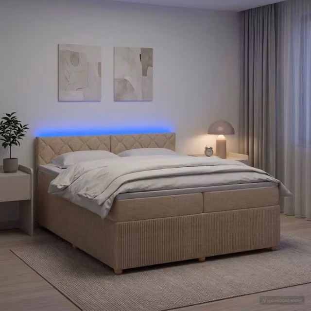 Letto box spring ibrido vidaXL con materasso a molle insacchettate e base contenitore, colore beige e bianco, L/P: 200 x 200 cm – 1