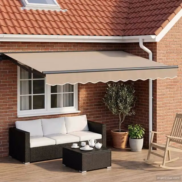Semi cassonetto Videx con tenda manuale e LED in alluminio e poliestere disponibile in beige o antracite – 1