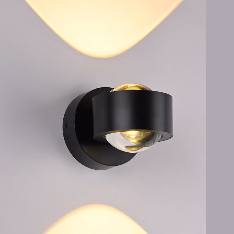 Schöner Wohnen Applique da parete a LED Chia, Nero, Soggiorno / Sala da pranzo, Plastica, Moderno, Applique a LED