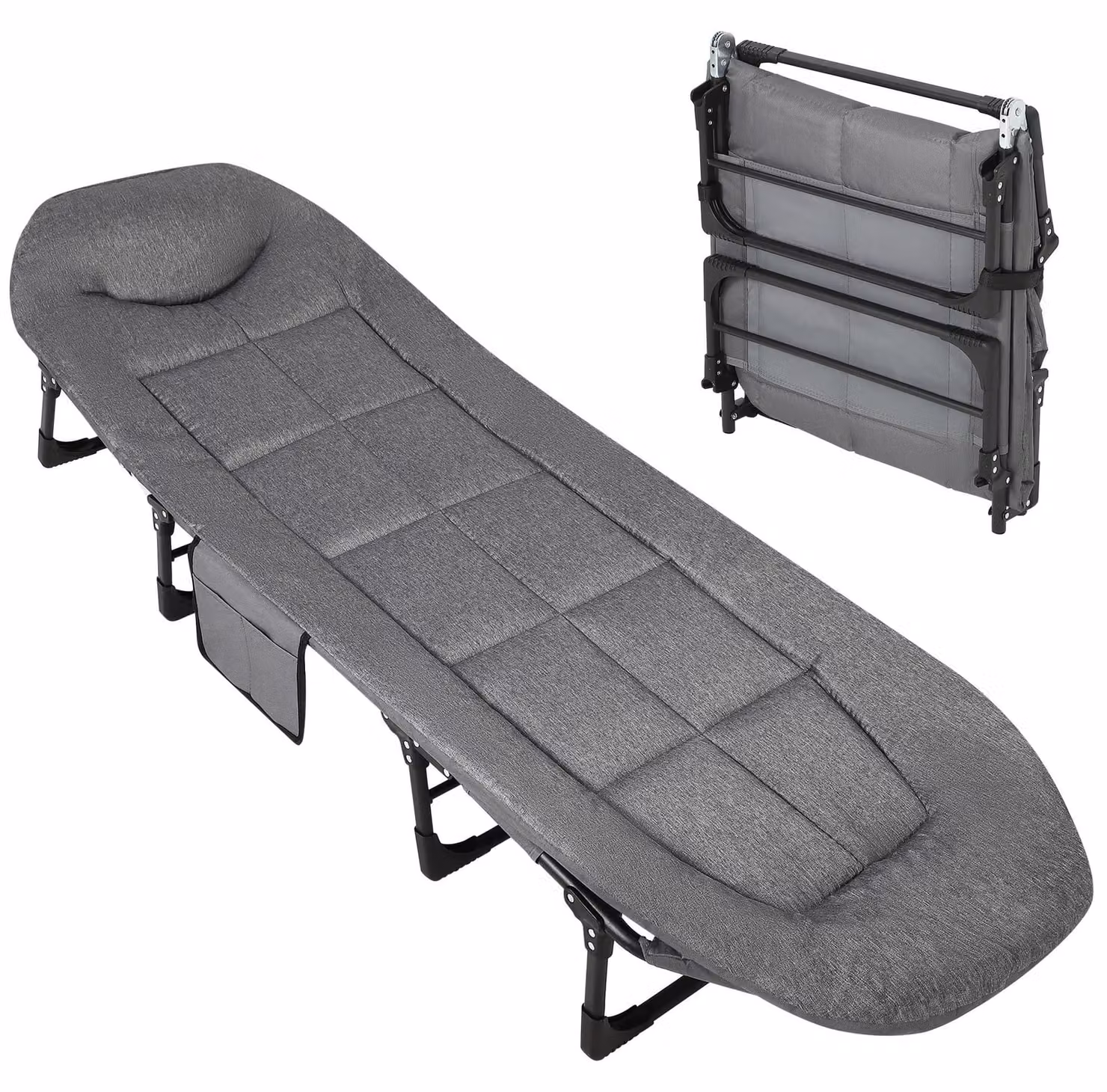 Letto da campeggio pieghevole e portatile, con cuscino confortevole, ideale per interni ed esterni