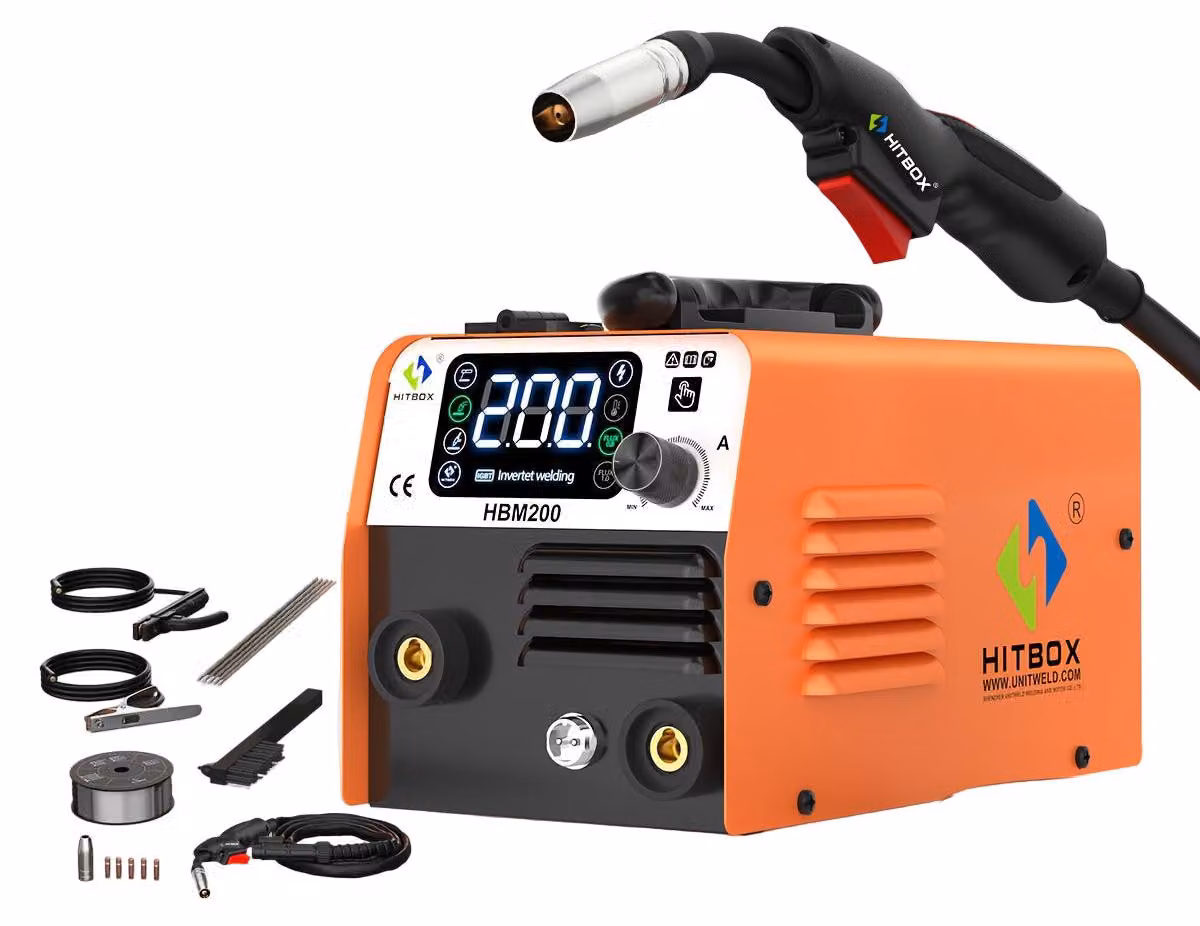 Apparecchio di saldatura – Saldatrice inverter 3-in-1 sinergica – 200A – MIG, TIG e MMA senza gas