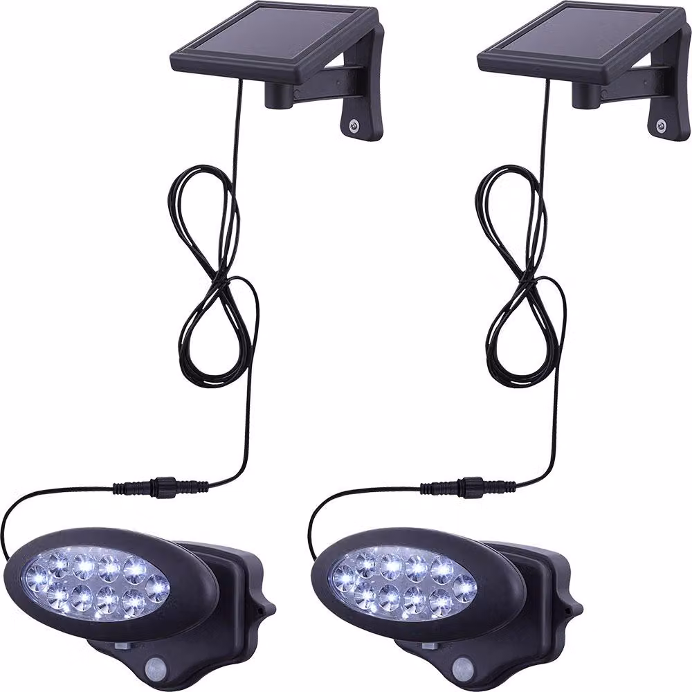 Set di 2 lampade da parete solari a LED, sensore di movimento, antracite